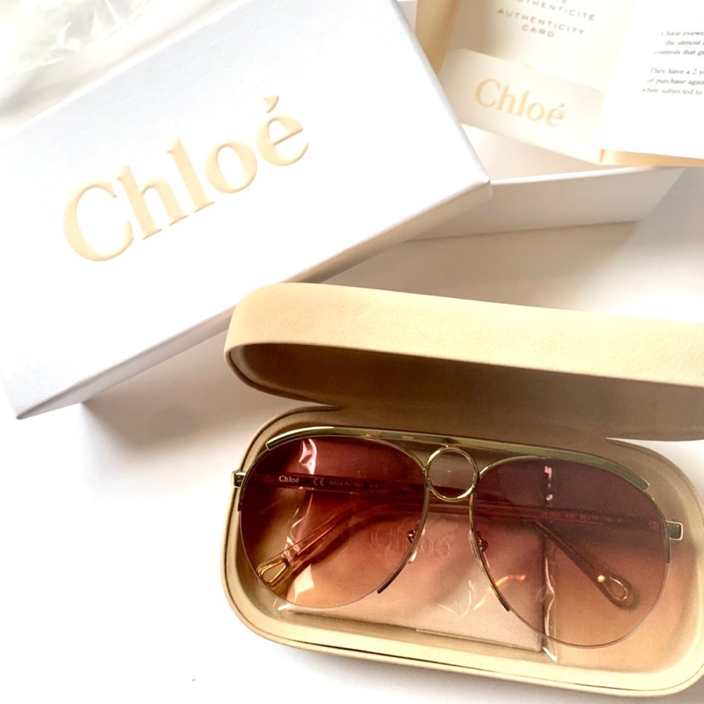 NWT Chloe Rose Gold Aviator Sunglasses